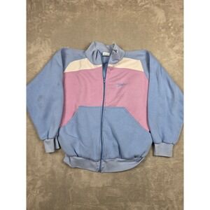 Vintage Dolfin Track Jacket Women L Blue Pink Vintage Colorblock Full Zip Fleece